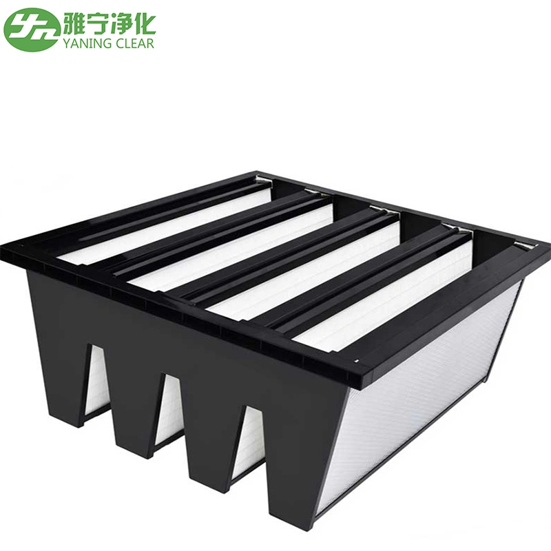 Yaning H10 H11 H12 H13 Plastic Frame Activated V-Bank Medium Efficiency Air Filter